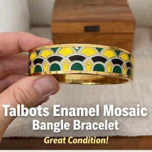 Talbots Enamel Mosaic Bangle Bracelet Yellow Green Gold